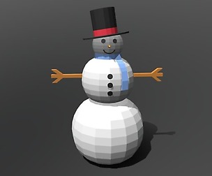 Low Poly Cartoon Snowman