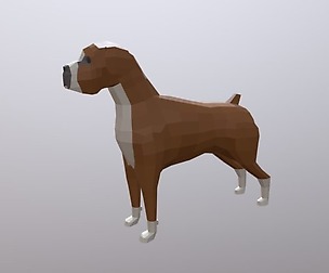 Low Poly Cartoon Boxer Dog