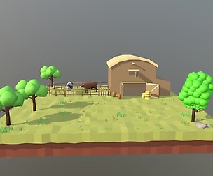 Low Poly Farm with Barn