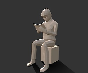 Low Poly Kid Reading a Book