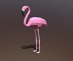 Low Poly Cartoon Flamingo