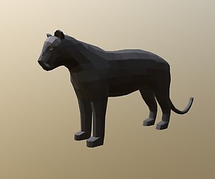 Low Poly Cartoon Black Panther