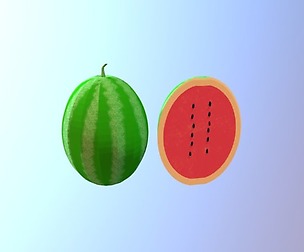 Low Poly Cartoon Watermelon