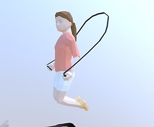 Low Poly Girl Playing With a Rope