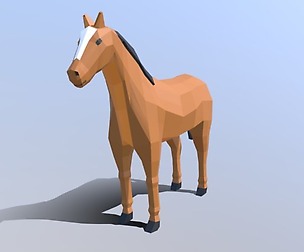 Low Poly Cartoon Horse