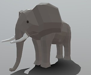 Low Poly Cartoon African Elephant