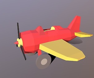 Low Poly Cartoon Airplane Toy