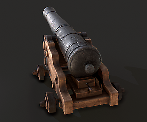 Old Iron Naval Cannon - Low Poly