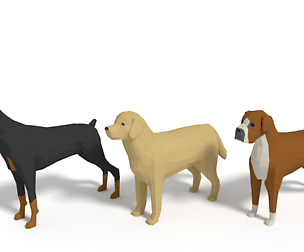 Low Poly Cartoon Dog Pack 3D Model Collection
