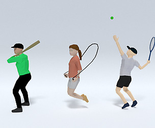 Low Poly Kids Playing Collection