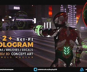 112 + Sci-fi  Hologram decals/ brushes/Alphas