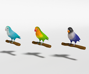 Low Poly Cartoon Lovebirds