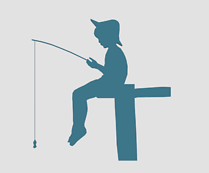Low Poly Fishing Boy Silhouette Decorative Object