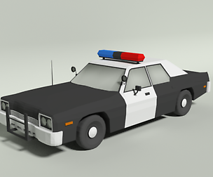 Low Poly Cartoon Dodge Monaco Police Car