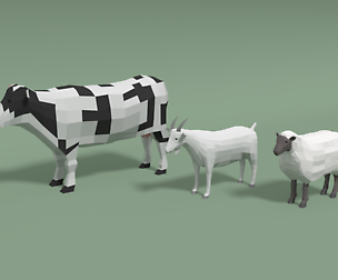Low Poly Cartoon Domestic Animals Collection V2