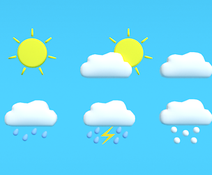 Low Poly Cartoon Weather Symbols