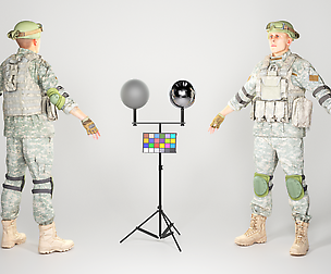 American soldier in ACU uniform with props 20