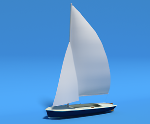 Low Poly Cartoon Flying Scot Dinghy Sailboat