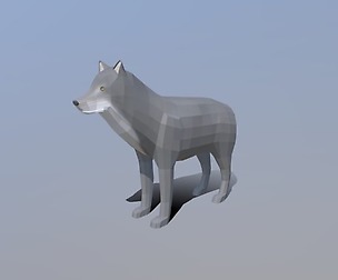Low Poly Cartoon Grey Wolf