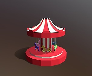 Low Poly Cartoon Carousel