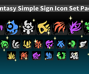 Fantasy Simple Sign Icon Set Pack