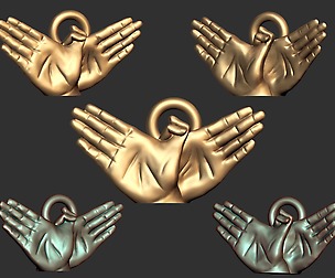 0133 Angle Hand Pendant Ready for 3D Print