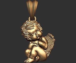 0132 Baby angel pendant  001 Ready For 3D Print