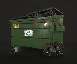 Dumpster with Garbage Bags - Low Poly