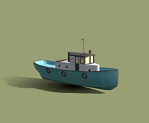 Low Poly Cartoon Fishing Boat