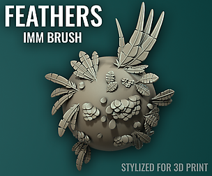 Feathers IMM - Zbrush 2019 - Stylized for 3D Print