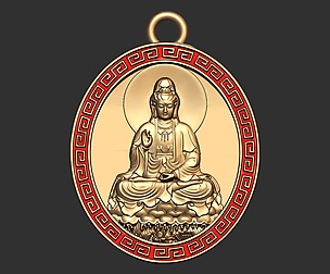 0125 Buddha Coin Pendant Ready for 3D Print