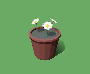 Low Poly Cartoon Daisy Flowers