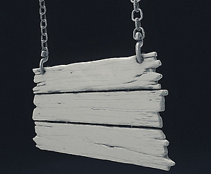 3D Hanging Wooden Sign - High Poly