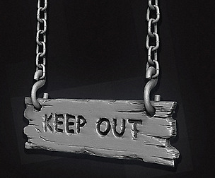 3D Keep Out Wooden Sign High Poly