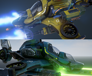 Scout Spaceship - Five Variations and FXs Low-poly