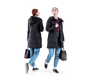 Woman in a black jacket with a bag 94