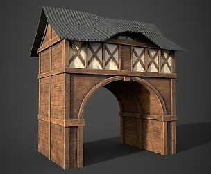 Medieval Wooden Arch Game-ready Low-poly 3D model