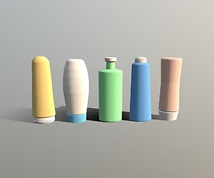 Low Poly Shampoo and Shower Gel Bottles