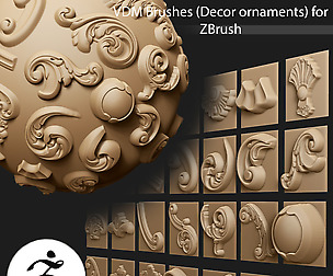 29 VDM Brushes of Decor ornaments for ZBrush