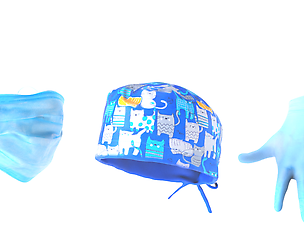 Medical hat, mask and gloves. Set 01