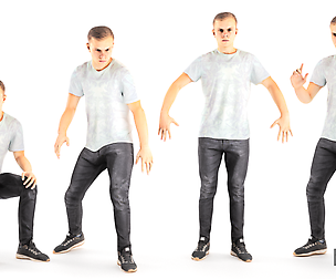Rigged animated young man with PBR textures 15