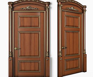 Classic Wooden Door with Carved Elements