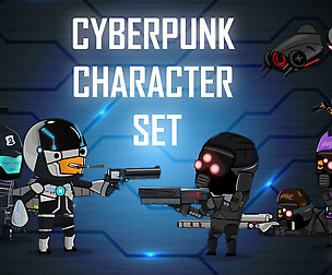 2D Cyberpunk Platformer Character Set