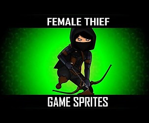 2D Female Dark Thief Game Character Sprite