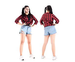 Pretty girl in jeans shorts 20