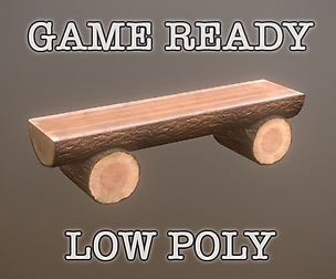 Log Bench game ready low-poly