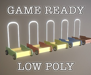 Pushing Cart Toy PBR low-poly game ready