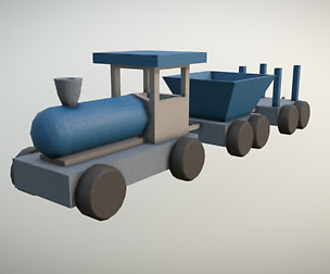 Wooden Toy Train Blue Paint Game Ready PBR