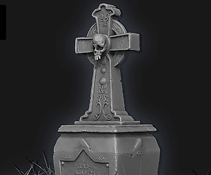 3D Skull Tombstone - High Poly