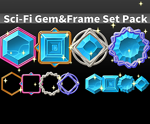 Sci-Fi Gem&Frame Set Pack
